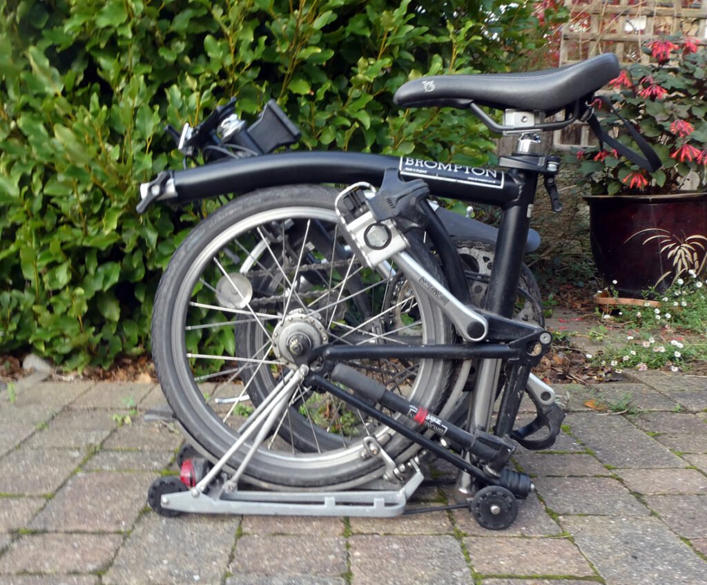 Folded Brompton bike