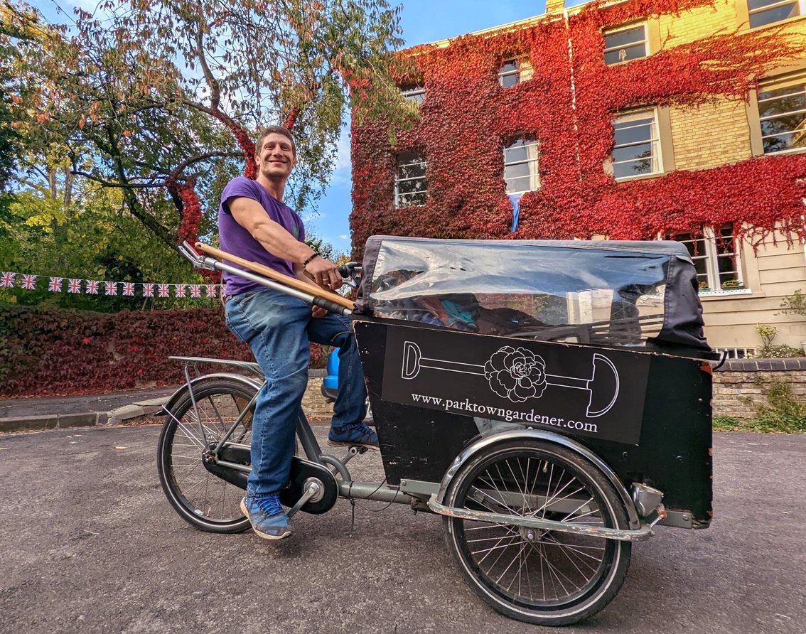 Park Town Gardener Vasko Raine with his cargo bike